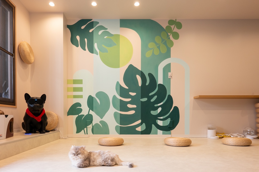 代官山・猫カフェ店内壁画制作